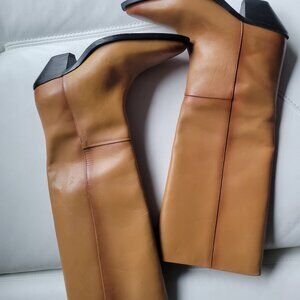 Zara Leather Cognac Boots Used Size 37, fits 36 (US 6)
